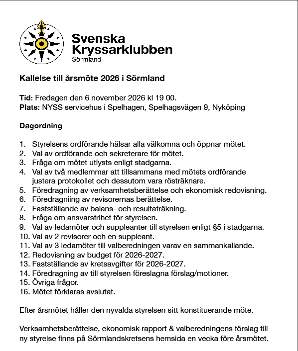 Kallelse till årsmötet